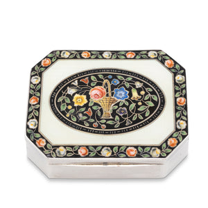 Trinket Box with Basket of Flowers