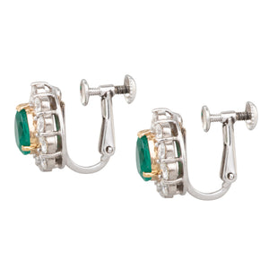Emerald & Diamond Cluster Earrings