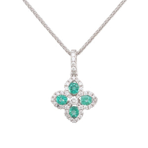 Emerald & Diamond Flower Pendant