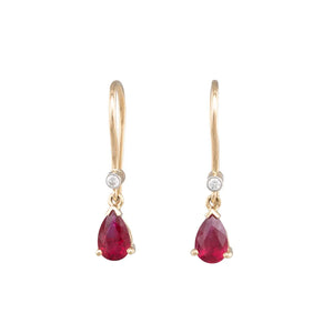 Pear Cut Ruby Drop Earrings
