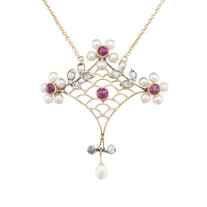 Ruby, Pearl & Diamond Pendant