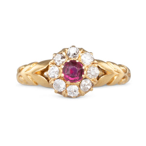Antique Ruby Cluster Ring