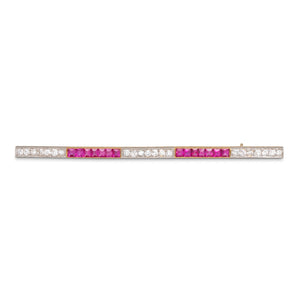 Ruby & Diamond Bar Brooch