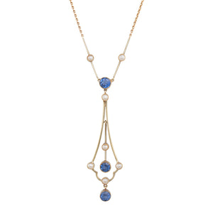 Antique Sapphire & Pearl Pendant