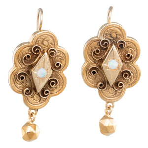 Victorian Gold Earrings with Opals