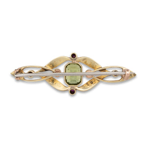 Antique Peridot and Pearl Brooch