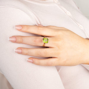 Emerald Cut Peridot Ring