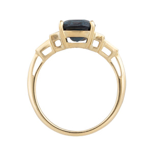 Unheated Blue Spinel & Diamond Ring