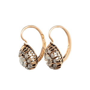 Antique Pear Cut Diamond Earrings