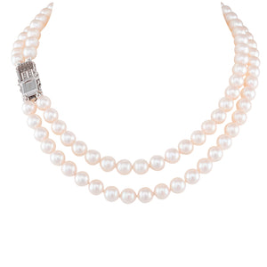 Double Akoya & Diamond Necklace