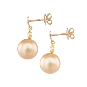 Gold South Sea Diamond Drop Studs