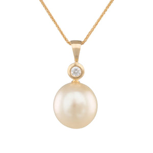 Gold South Sea & Diamond Pendant