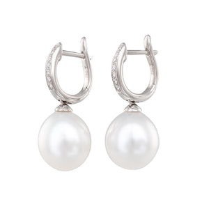 South Sea Pearl & Diamond Huggies