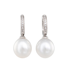 South Sea Pearl & Diamond Huggies