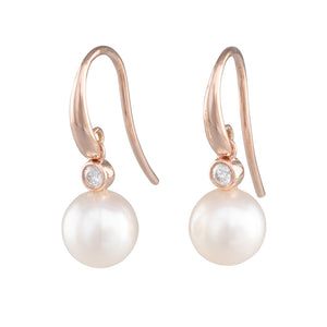 Akoya Pearl & Diamond Hook Earrings
