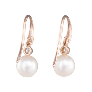 Akoya Pearl & Diamond Hook Earrings