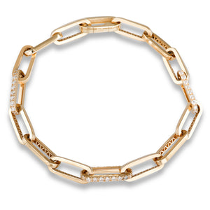 Diamond Set Paper Clip Bracelet