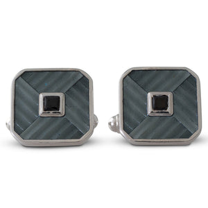 Grey Enamel and Onyx Cufflinks