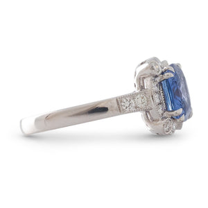 Sapphire and Diamond Cluster Ring