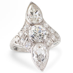 Plaque Ring Pear Shape Diamonds