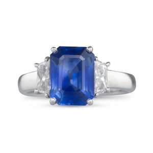Unheated Sapphire and Diamond Ring