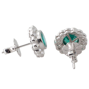 Emerald & Diamond Cluster Earrings