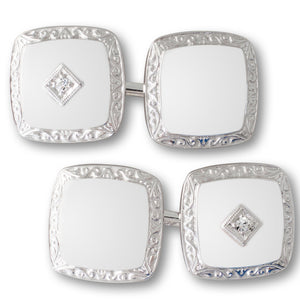 White Gold Cufflinks with Diamonds