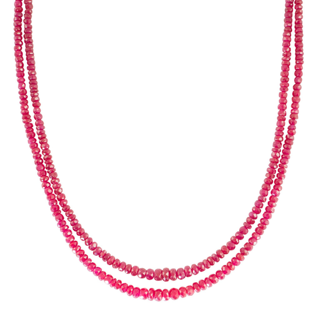 Double Strand of Faceted Ruby Beads