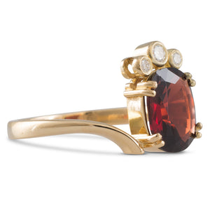 Red Spinel and Diamond Ring