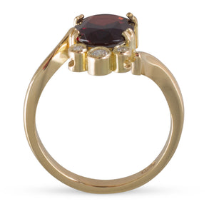 Red Spinel and Diamond Ring