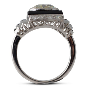 An Onyx & Diamond Plaque Ring