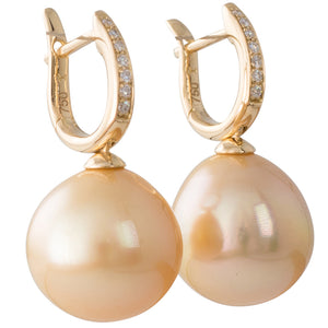 Gold South Sea & Diamond Huggies