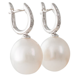 South Sea Pearl & Diamond Huggies