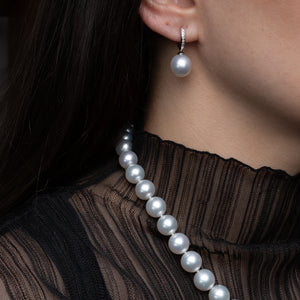 South Sea Pearl & Diamond Huggies