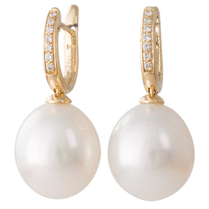 South Sea Pearl & Diamond Huggies