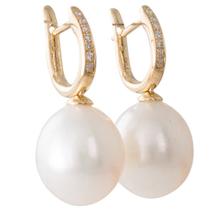 South Sea Pearl & Diamond Huggies