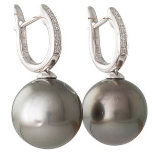 Tahitian Pearl & Diamond Earrings
