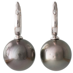 Tahitian Pearl & Diamond Earrings