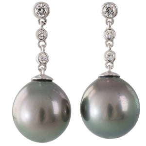Tahitian Pearl & Diamond Earrings
