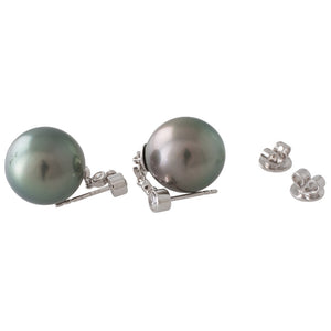 Tahitian Pearl & Diamond Earrings