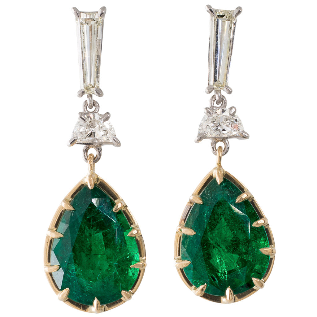 Pair of Emerald & Diamond Earrings
