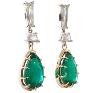 Pair of Emerald & Diamond Earrings