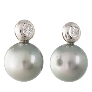 Tahitian Pearl & Diamond Studs