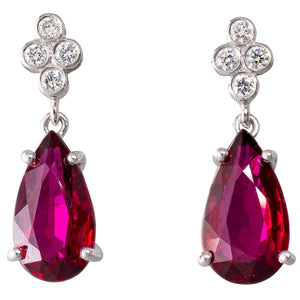 Ruby & Diamond Drop Earrings