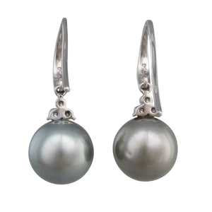 Trio Diamond Tahitian Hook Earrings