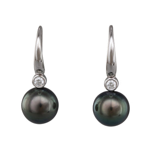 Tahitian Pearl & Diamond Hooks