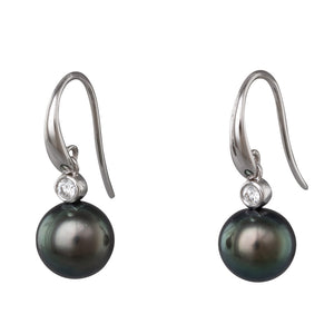 Tahitian Pearl & Diamond Hooks