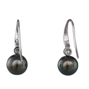 Tahitian Pearl & Diamond Hooks