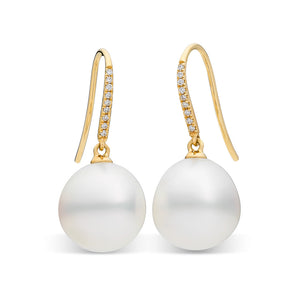 South Sea Pearl & Diamond Hooks