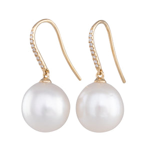 South Sea Pearl & Diamond Hooks